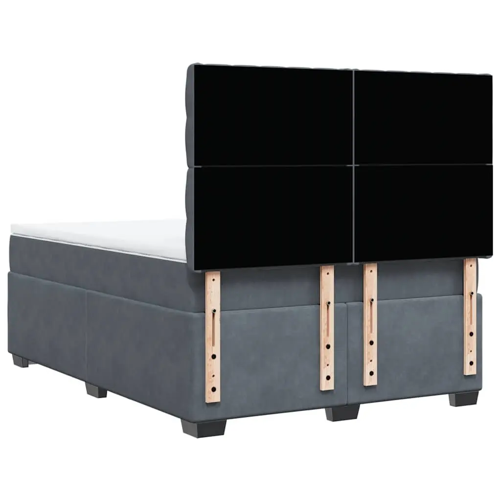 Queen Box Spring Bed Grey Velvet Adjustable Height with Pocket Spring Mattress