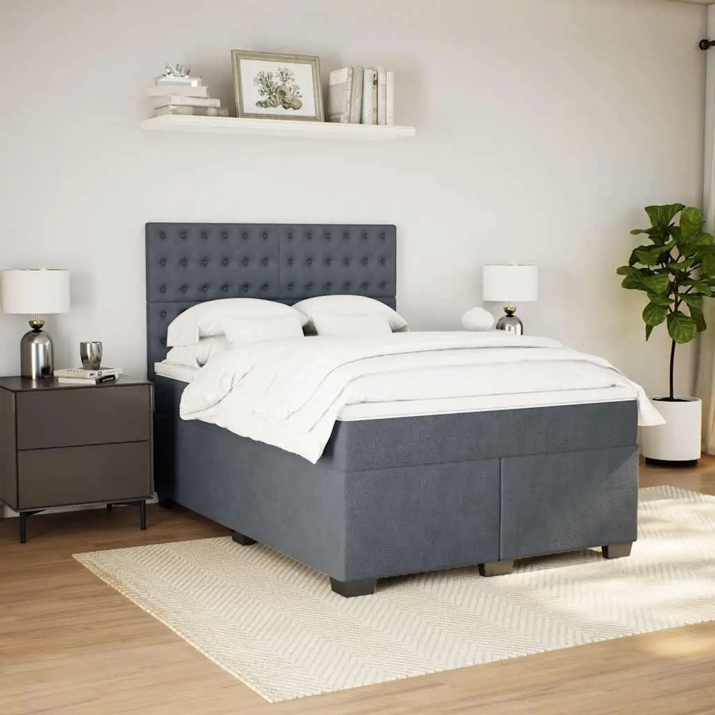 Queen Box Spring Bed with Height-Adjustable Headboard and Pocket Spring Mattress Velvet Upholstery