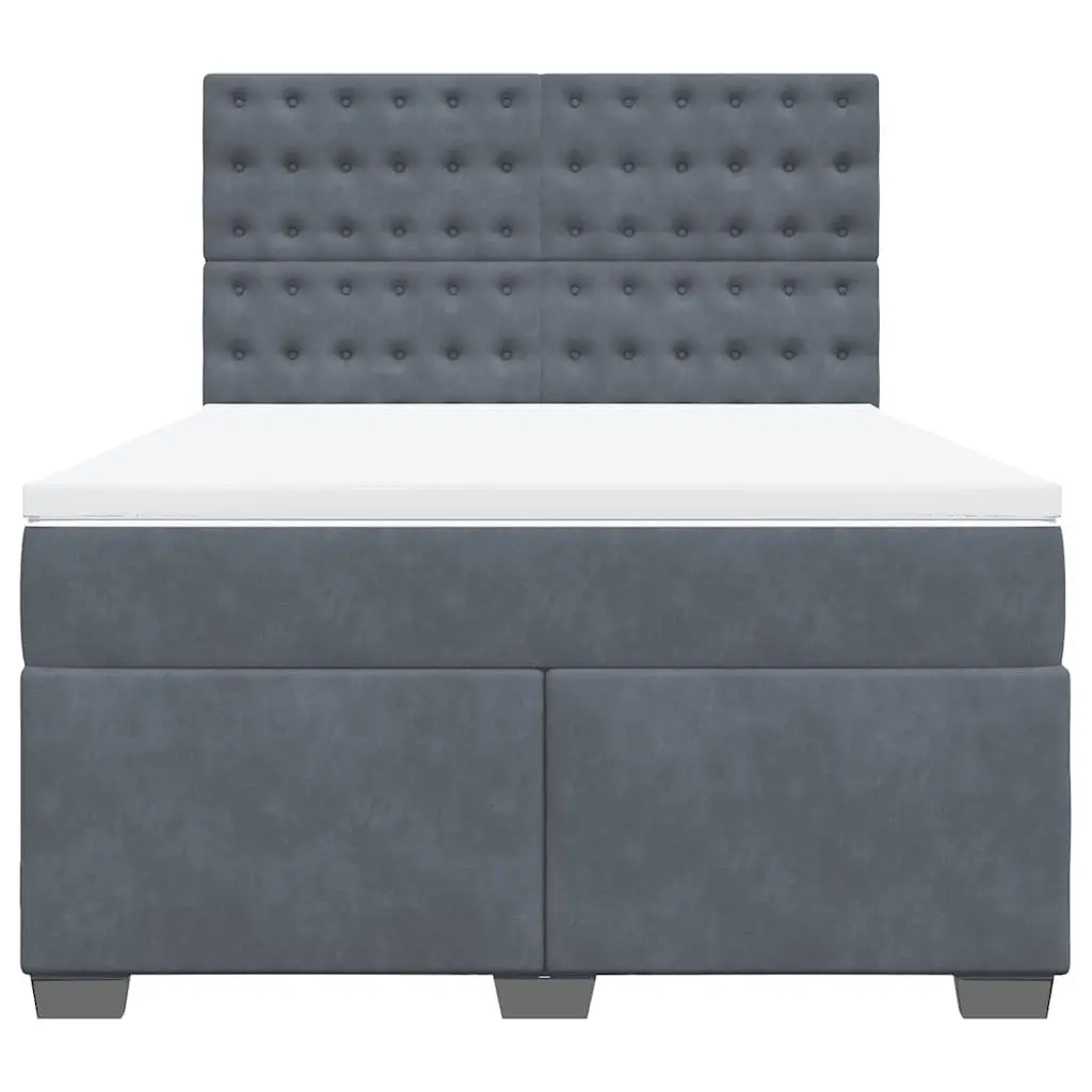 Queen Box Spring Bed with Height-Adjustable Headboard and Pocket Spring Mattress Velvet Upholstery
