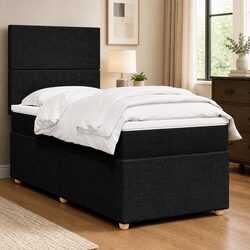 King Single Box Spring Bed with Pocket Mattress Height-Adjustable Headboard