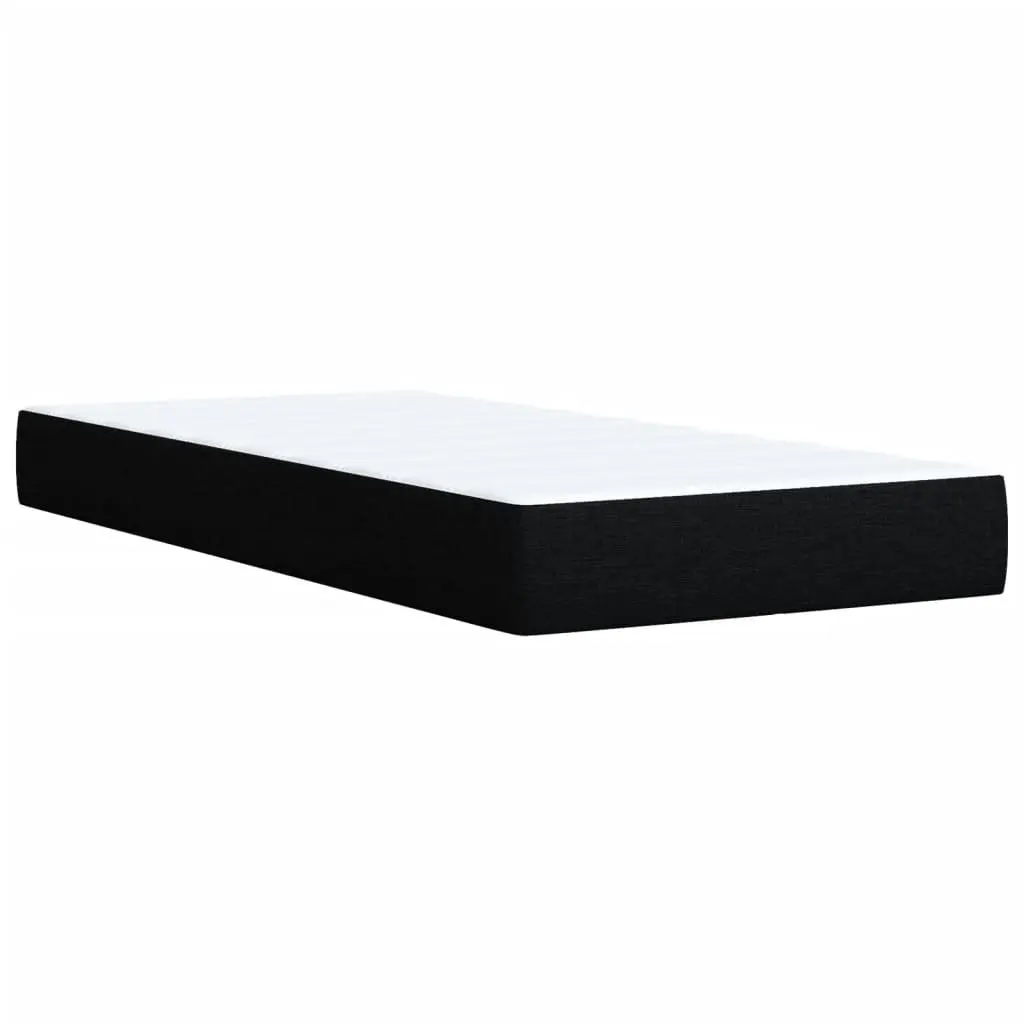 King Single Box Spring Bed with Pocket Mattress Black Fabric Headboard