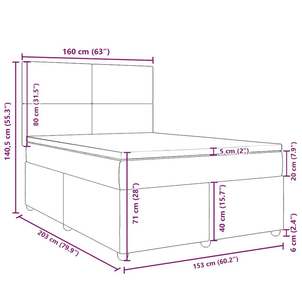 Queen Box Spring Bed with Pocket Mattress Height-Adjustable Headboard Grey