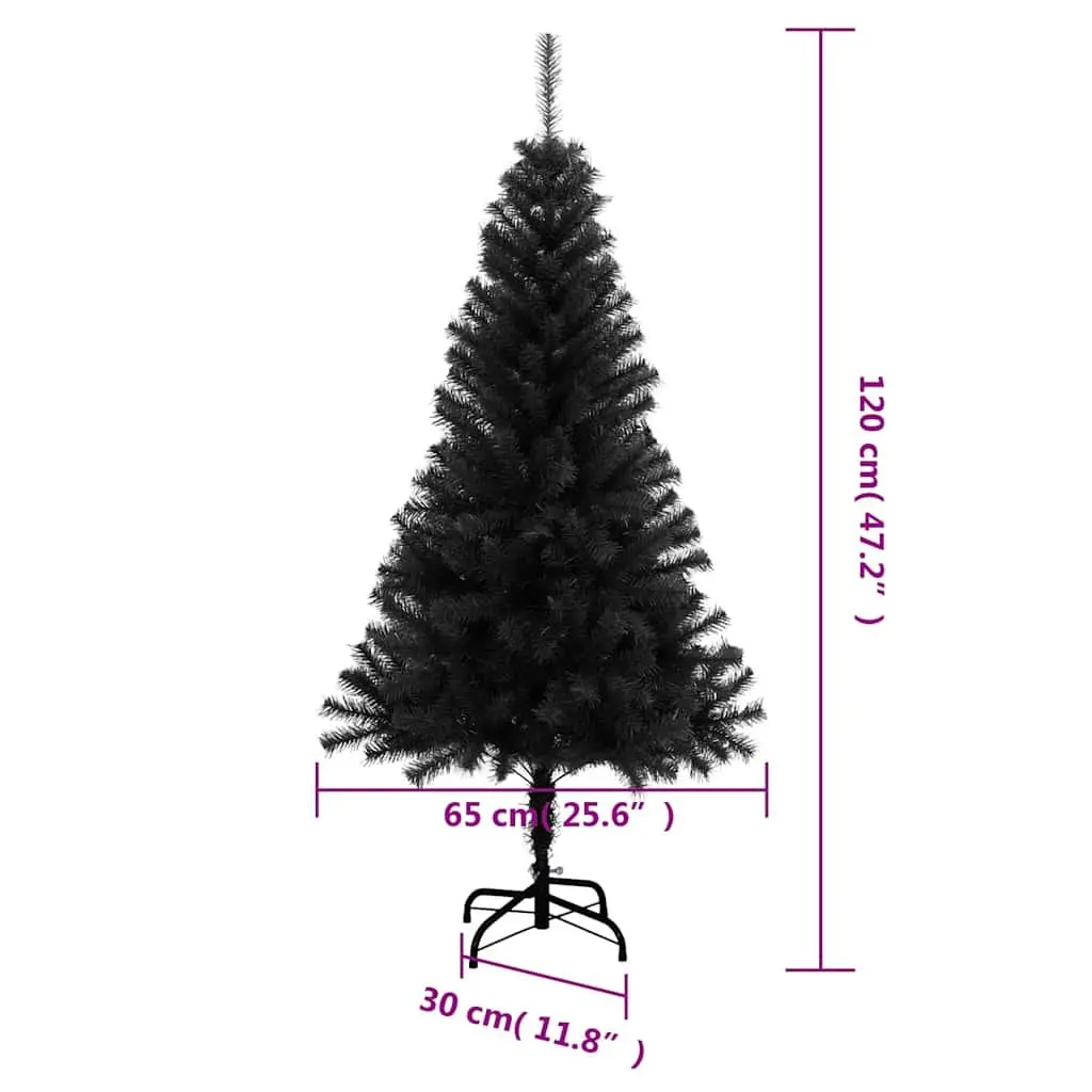Black Artificial Christmas Tree Realistic Appearance 120cm PVC