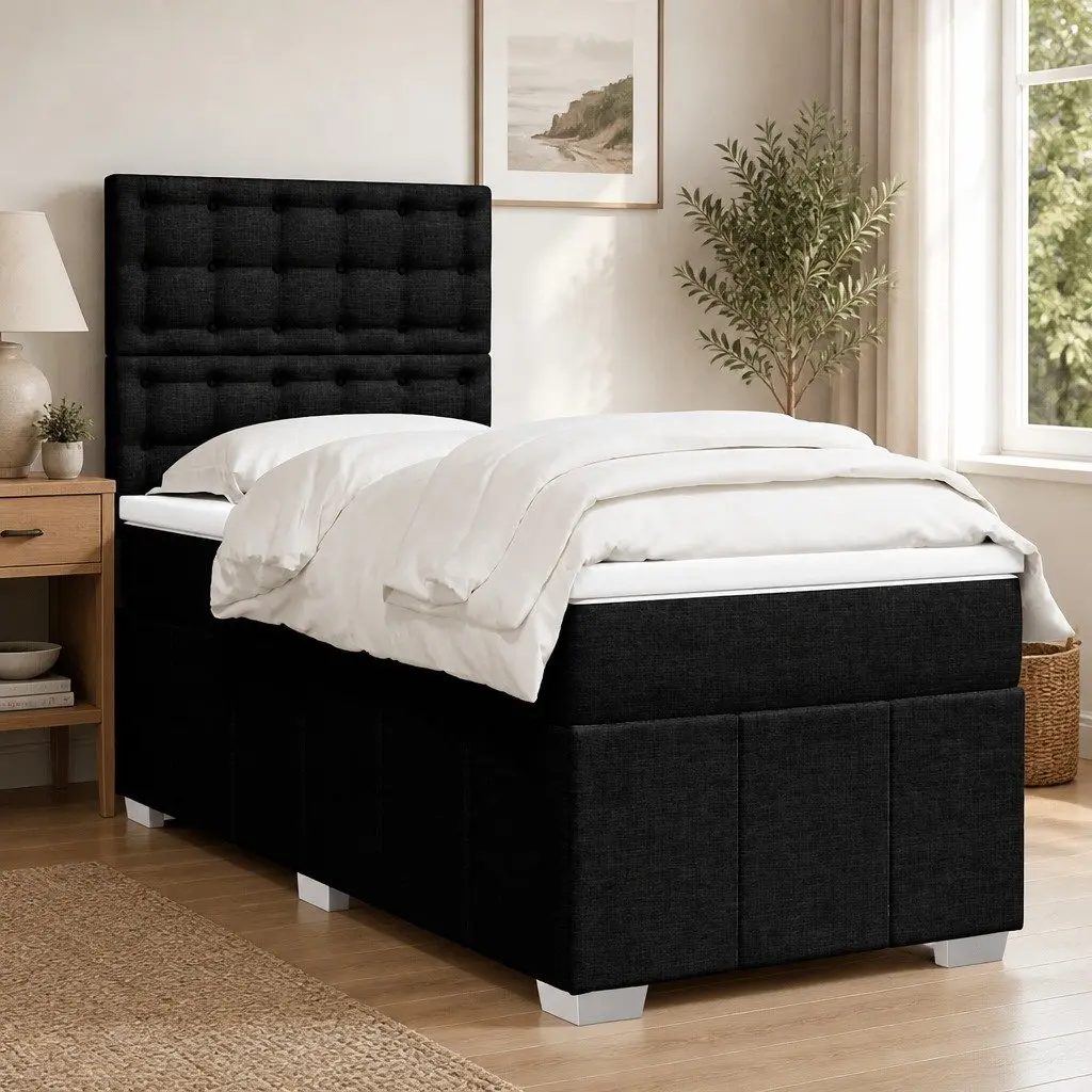 King Single Box Spring Bed Pocket Spring Mattress Height-Adjustable Headboard