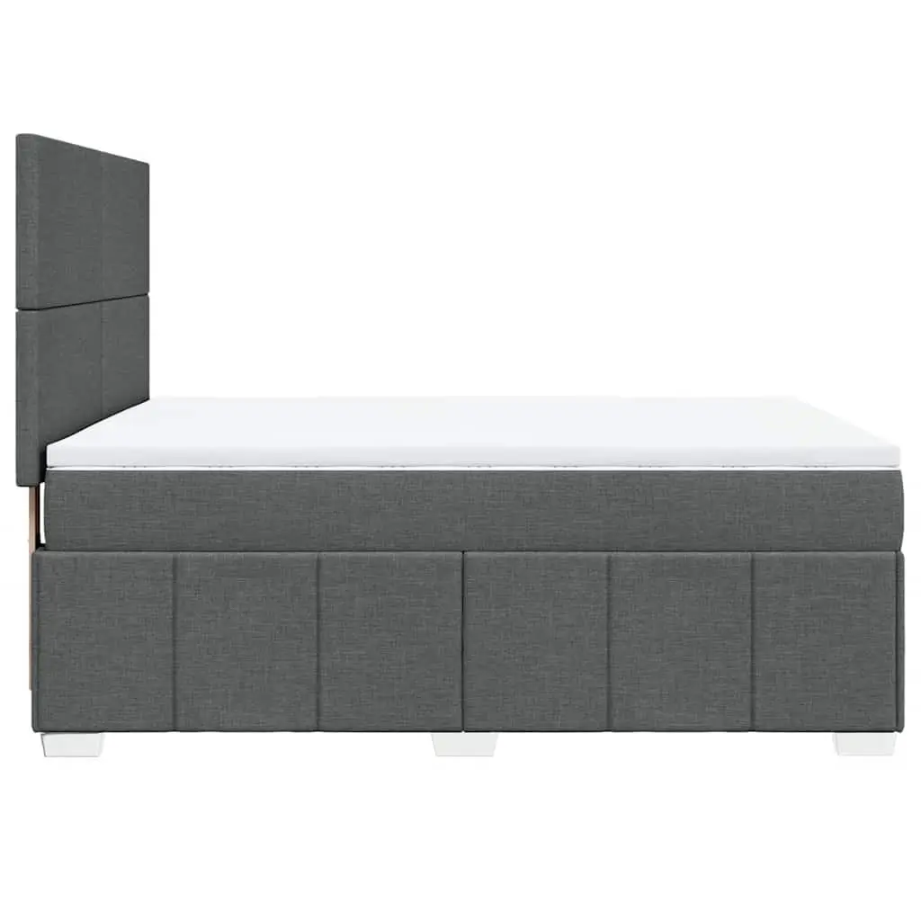 Queen Box Spring Bed with Pocket Mattress Height-Adjustable Headboard Grey