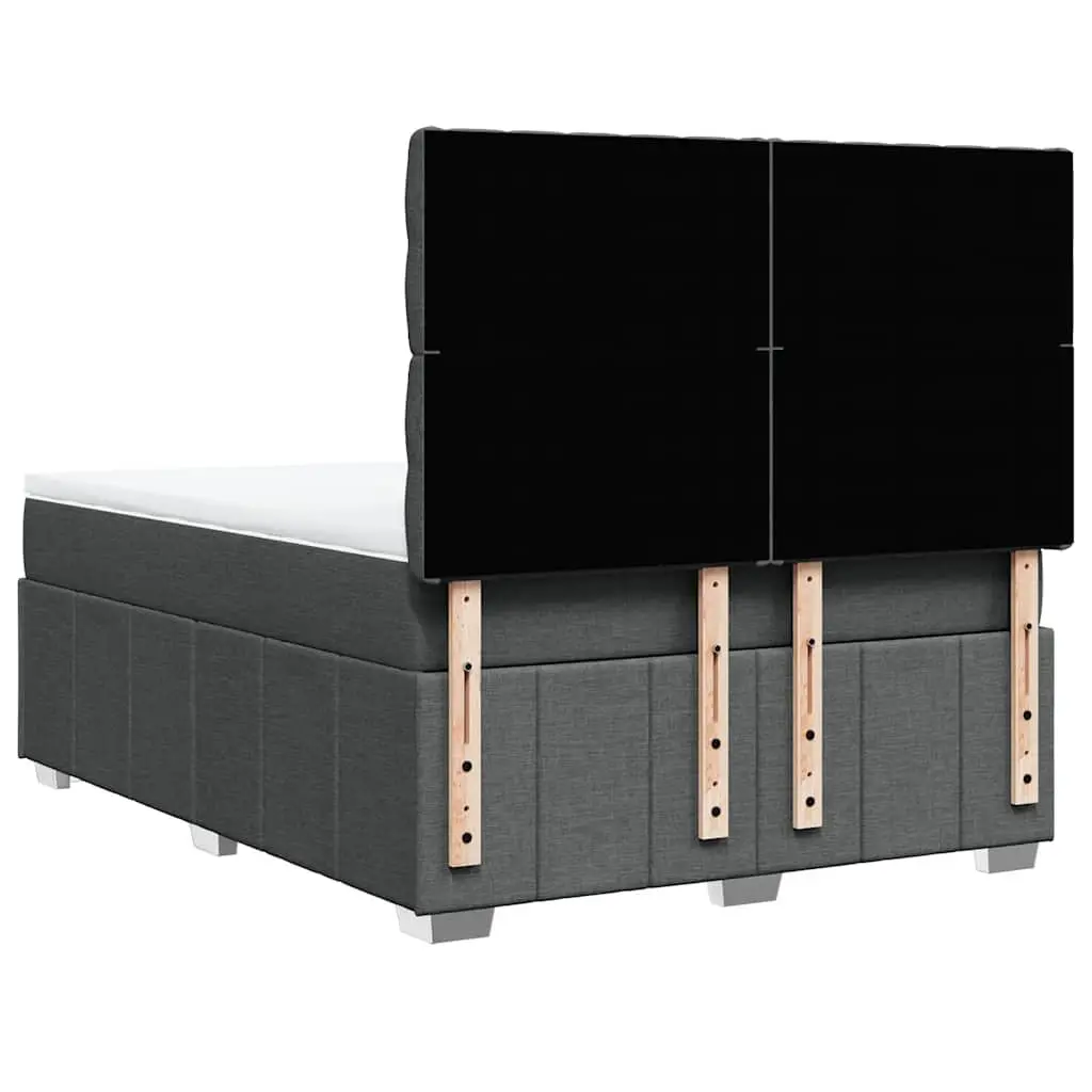 Queen Box Spring Bed Pocket Sprung Mattress Dark Grey Fabric Adjustable Headboard
