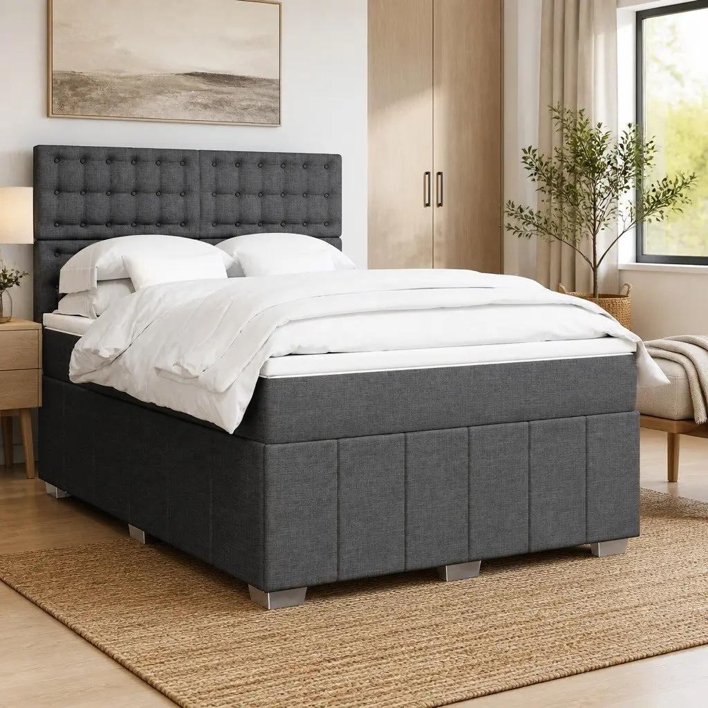 Queen Box Spring Bed with Pocket Sprung Mattress