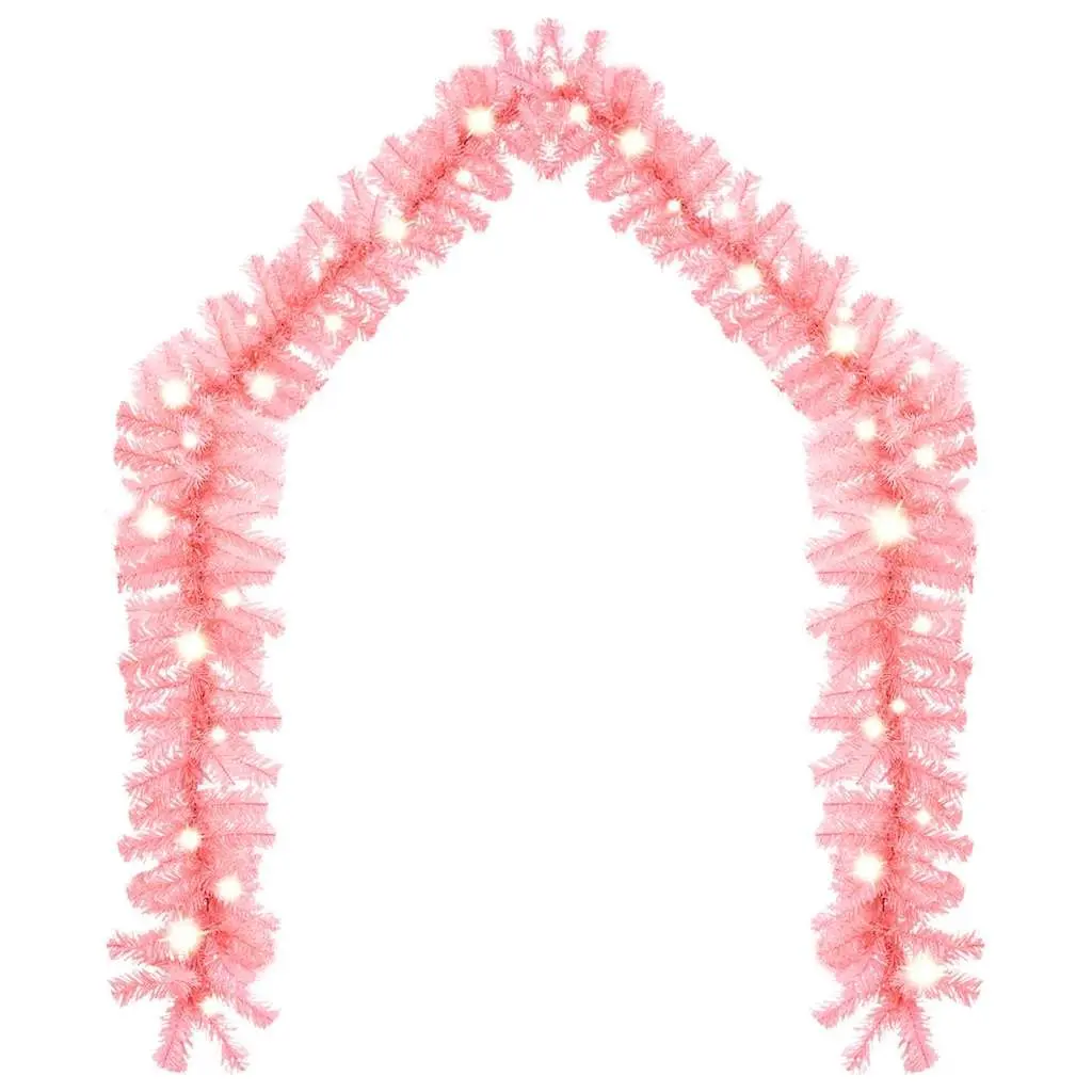 Pink Christmas Garland with LED Lights 5m Holiday Decoration Staircase Wall