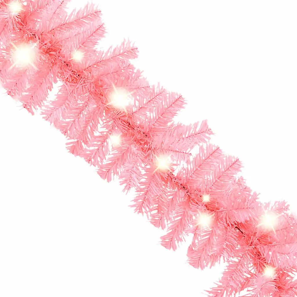Pink Christmas Garland with LED Lights 5m Holiday Decoration Staircase Wall