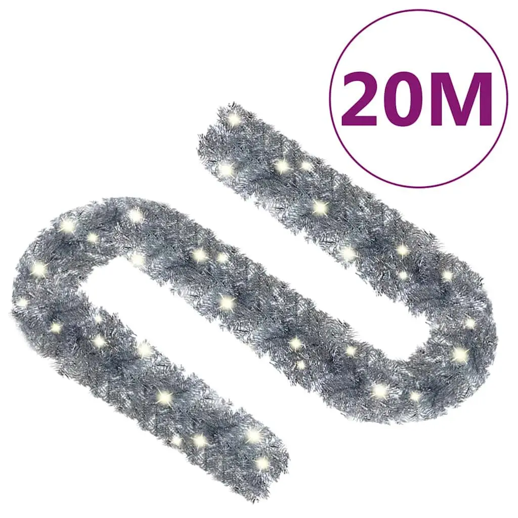 LED Christmas Garland Silver 20m Flexible Holiday Decoration for Stair Windows Walls Ceilings