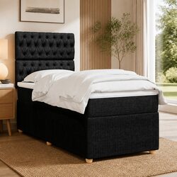 King Single Box Spring Bed with Pocket Mattress Height Adjustable Headboard