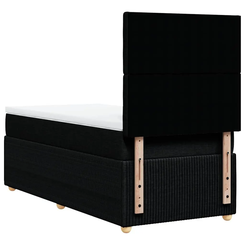 King Single Box Spring Bed Pocket Spring Mattress Adjustable Headboard Black Fabric