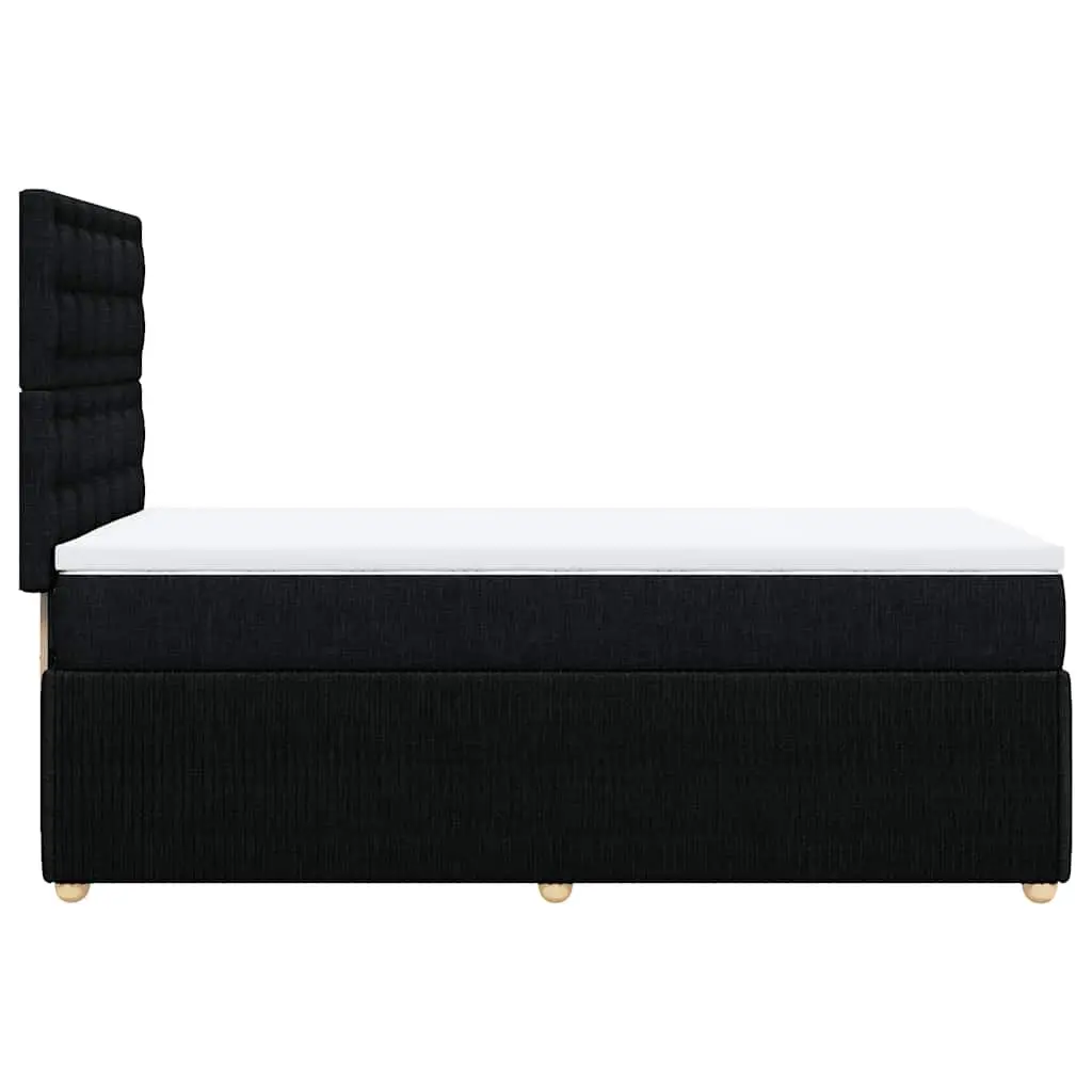 King Single Box Spring Bed Pocket Spring Mattress Adjustable Headboard Black Fabric
