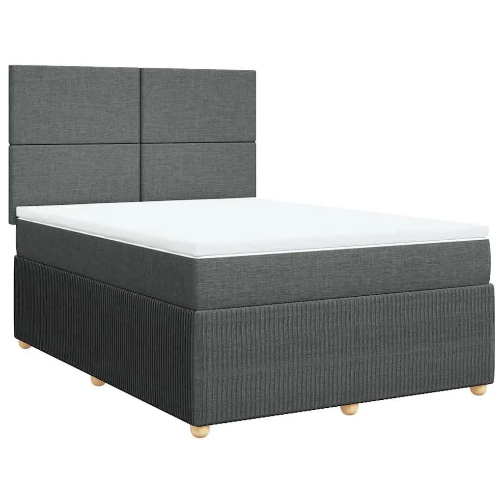 Queen Box Spring Bed with Pocket Spring Mattress Grey Fabric Adjustable