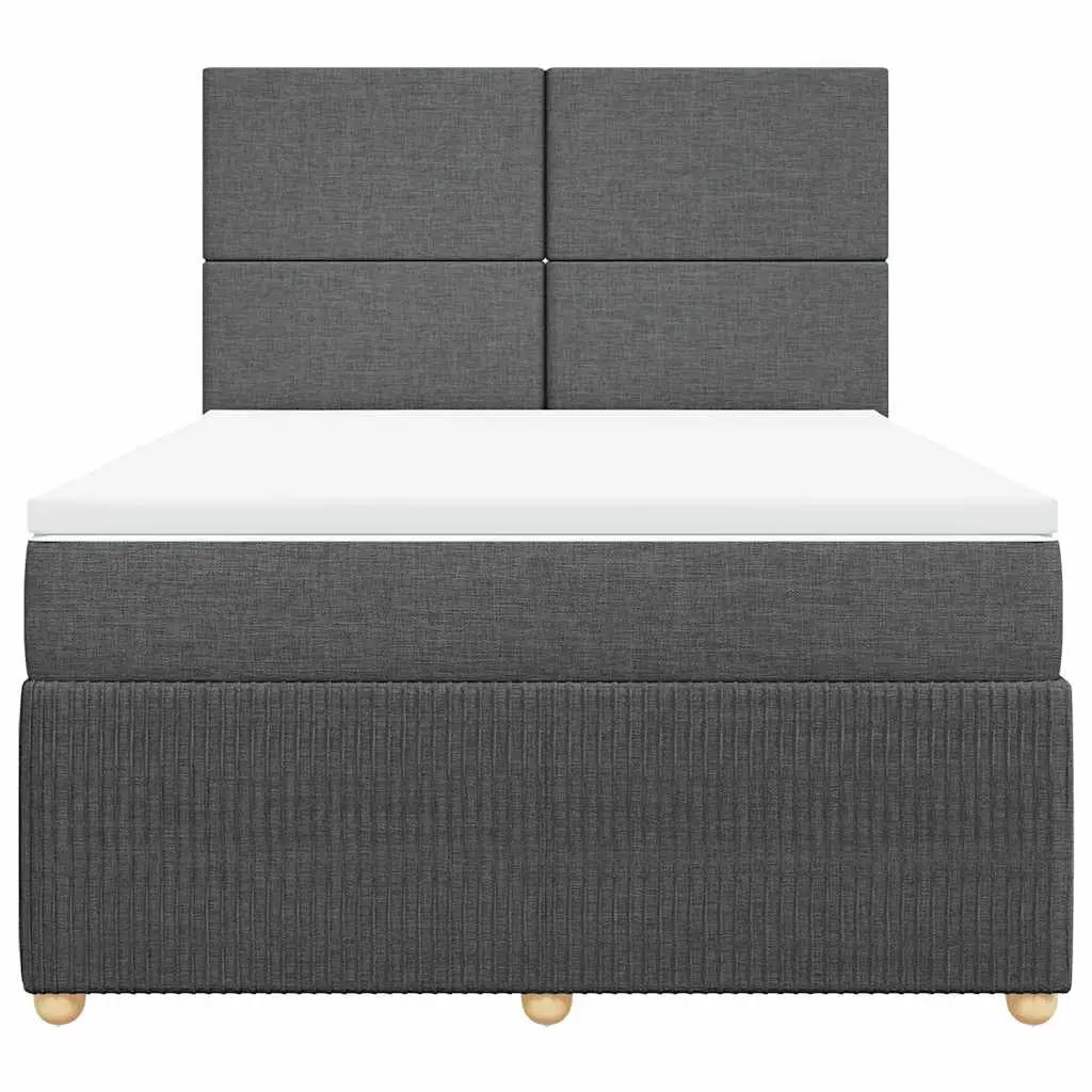 Queen Box Spring Bed with Pocket Spring Mattress Grey Fabric Adjustable