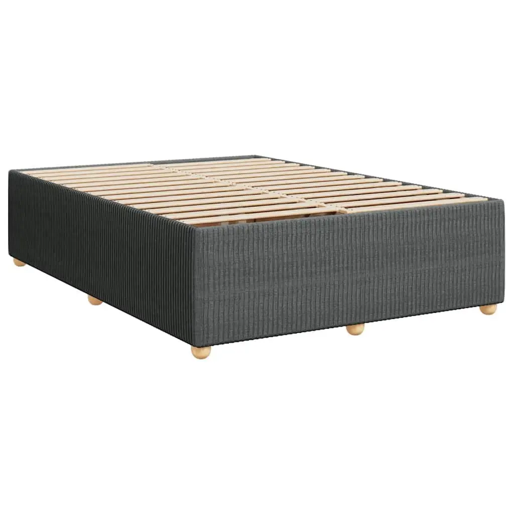 Queen Box Spring Bed with Pocket Spring Mattress Adjustable Headboard Grey Fabric