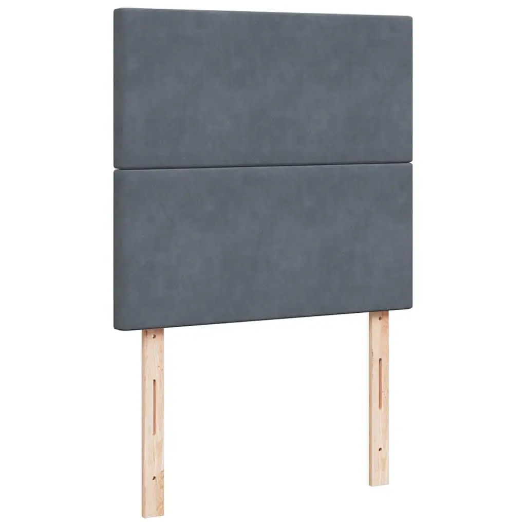 King Single Box Spring Bed with Adjustable Headboard Grey Velvet Fabric and Pocket Spring Mattress