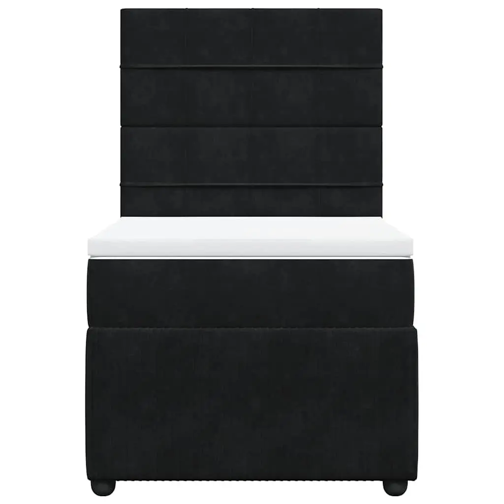Box Spring Bed Adjustable King Single with Pocket Mattress Black Velvet