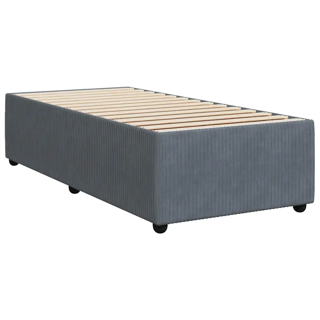 Box Spring Bed with Pocket Mattress King Single Grey Velvet Adjustable Headboard
