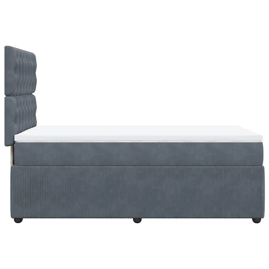 Box Spring Bed with Pocket Mattress King Single Grey Velvet Adjustable Headboard