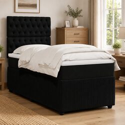 Your Cozy Black Velvet Box Spring Bed Awaits You