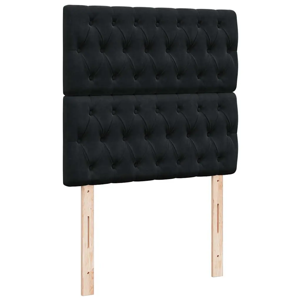 Box Spring Bed King Single Black Velvet Pocket Spring Adjustable Headboard