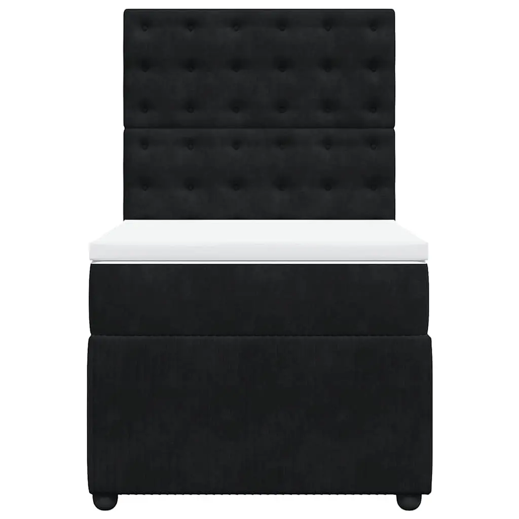 Pocket Spring Mattress Bed with Adjustable Velvet Headboard King Single Black
