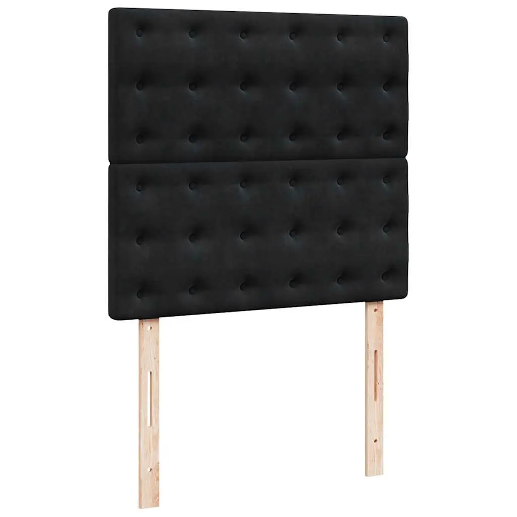 Pocket Spring Mattress Bed with Adjustable Velvet Headboard King Single Black