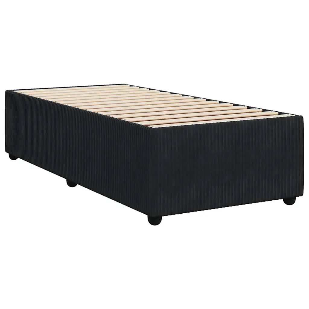 Pocket Spring Mattress Bed with Adjustable Velvet Headboard King Single Black