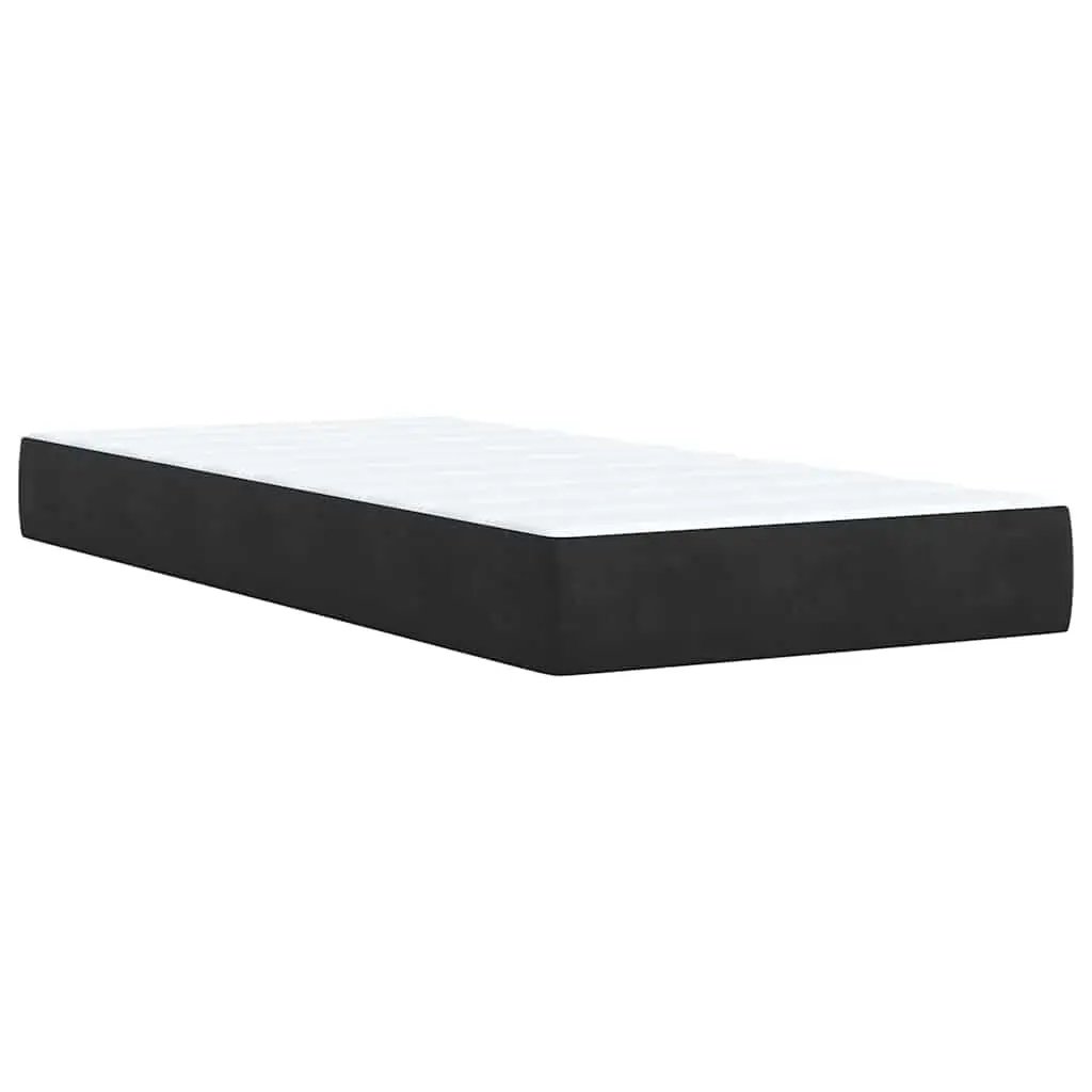 Pocket Spring Mattress Bed with Adjustable Velvet Headboard King Single Black