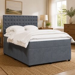 Box Spring Bed with Pocket Sprung Mattress Double Grey Velvet Adjustable