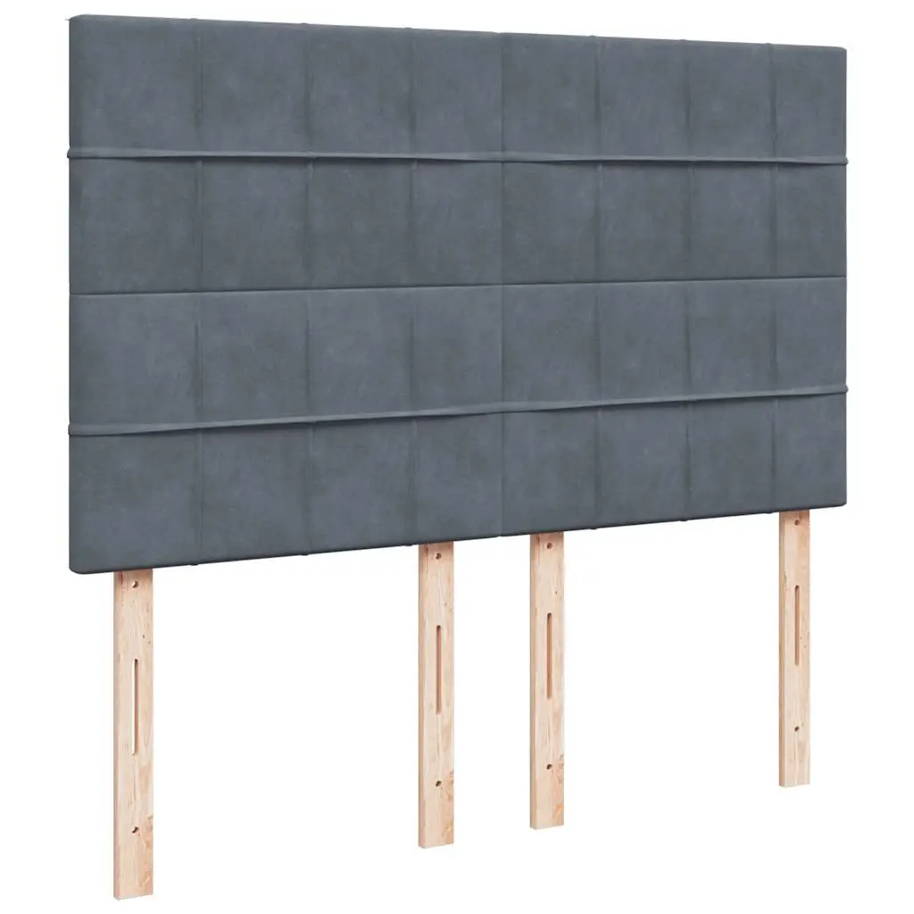 Queen Box Spring Bed with Pocket Sprung Mattress Grey Velvet Adjustable