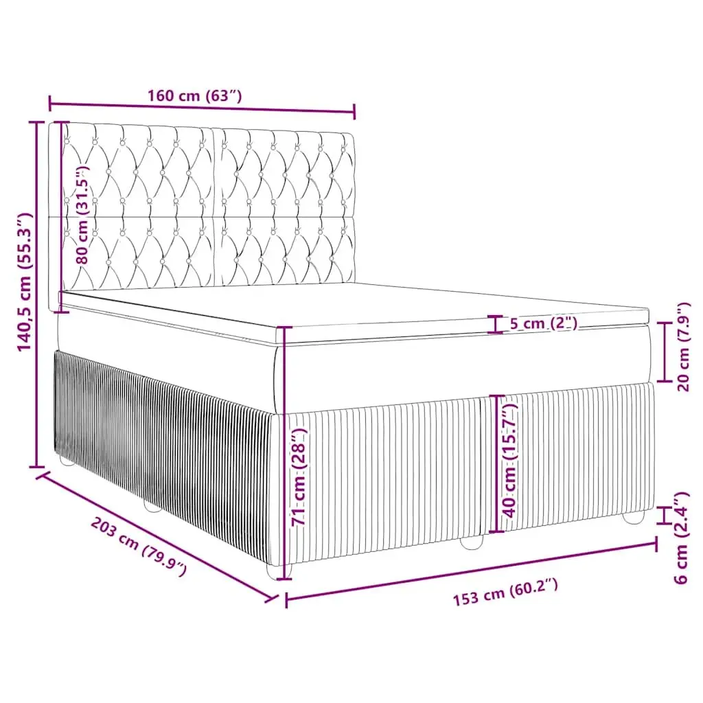 Queen Box Spring Bed Pocket Spring Mattress Grey Velvet Adjustable Headboard