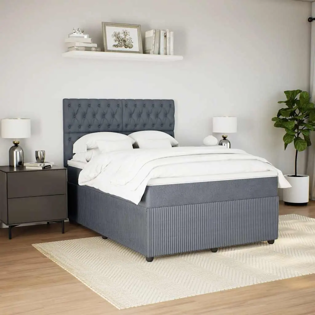 Queen Box Spring Bed Pocket Spring Mattress Grey Velvet Adjustable Headboard