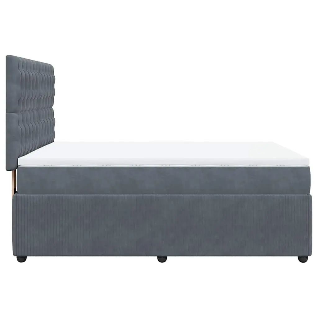 Queen Box Spring Bed Pocket Spring Mattress Grey Velvet Adjustable Headboard