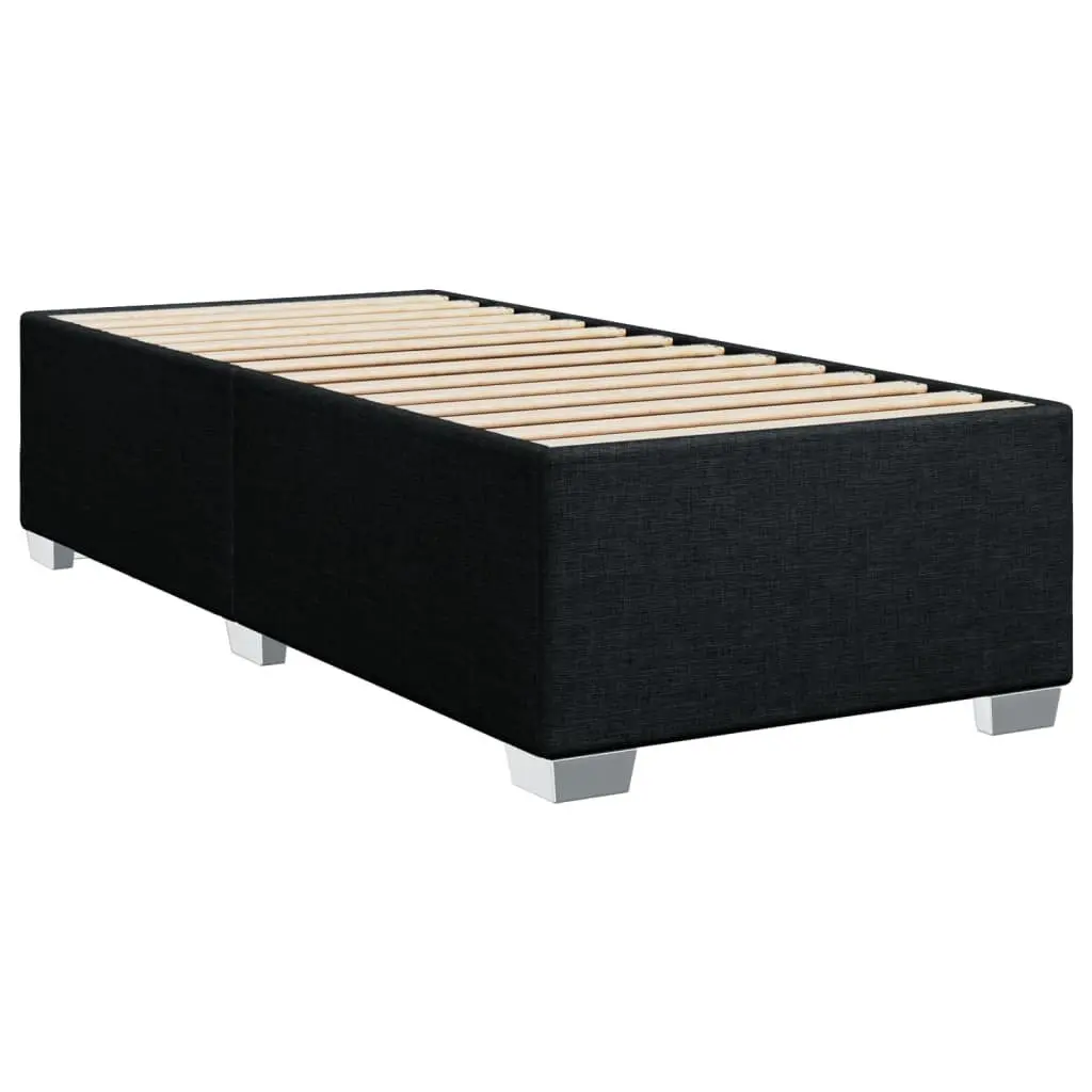 King Single Box Spring Bed with Mattress Black Fabric LED Headboard Bedroom