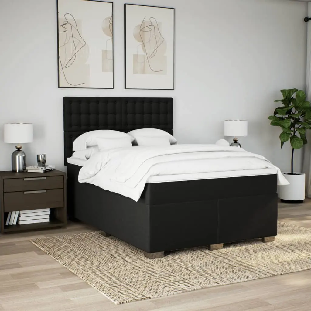 Double Box Spring Bed with Pocket Spring Mattress Adjustable LED Lights Double Size