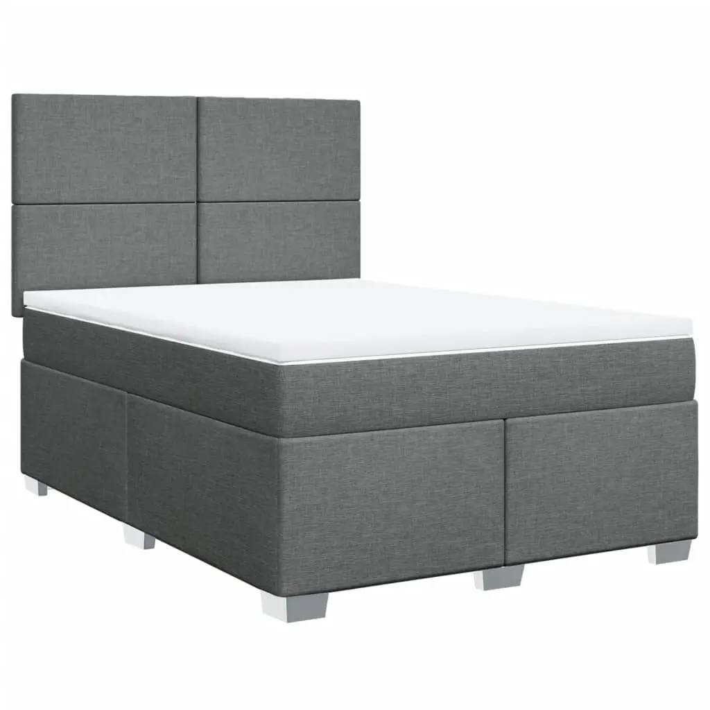 Queen Bed with Pocket Spring Mattress Adjustable Headboard Grey LED Lights