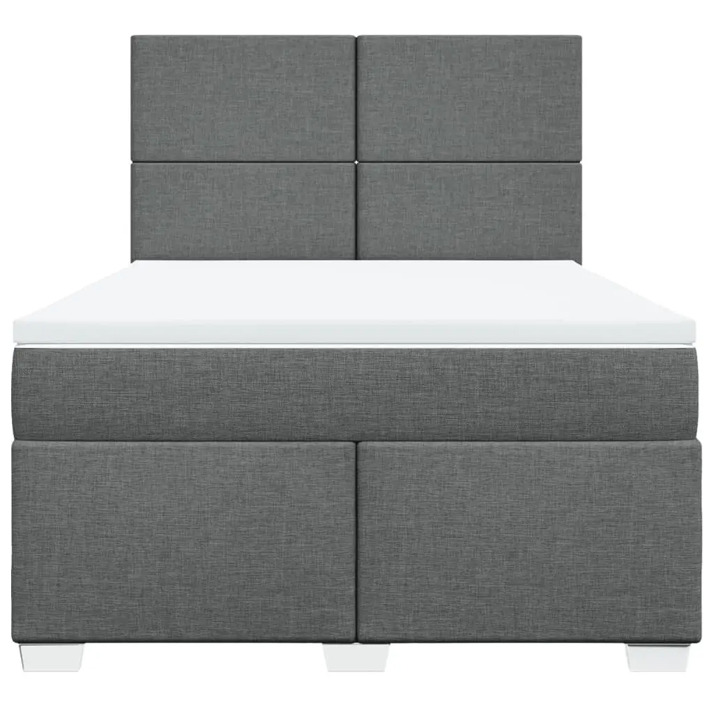 Queen Bed with Pocket Spring Mattress Adjustable Headboard Grey LED Lights