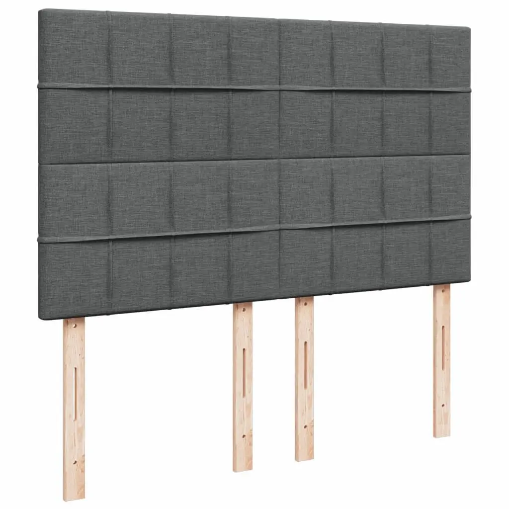 Queen Fabric Box Spring Bed with Adjustable LED Headboard and Pocket Spring Mattress in Dark Grey