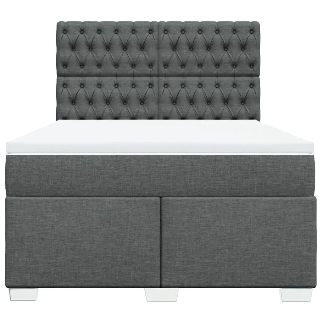 Queen Bed with Pocket Spring Mattress Adjustable Headboard and LED Lights Grey