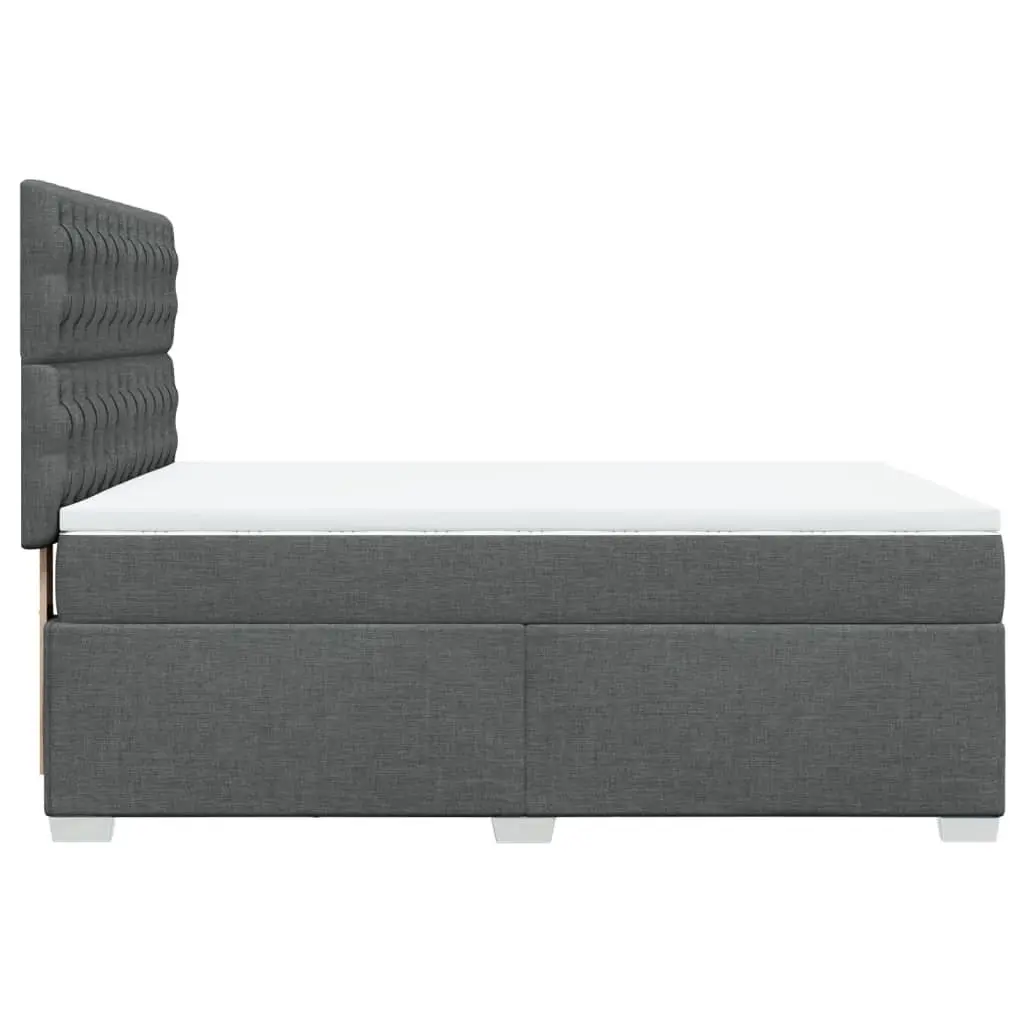 Queen Bed with Pocket Spring Mattress Adjustable Headboard and LED Lights Grey