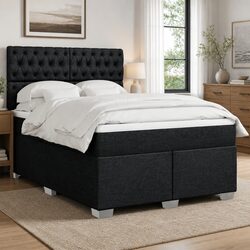 Queen Box Spring Bed with Pocket Spring Mattress LED Lights Adjustable Headboard