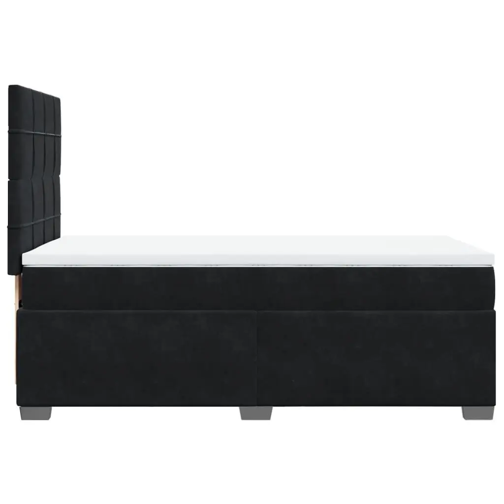 King Single Box Spring Bed with Pocket Sprung Mattress LED Lights Velvet Black