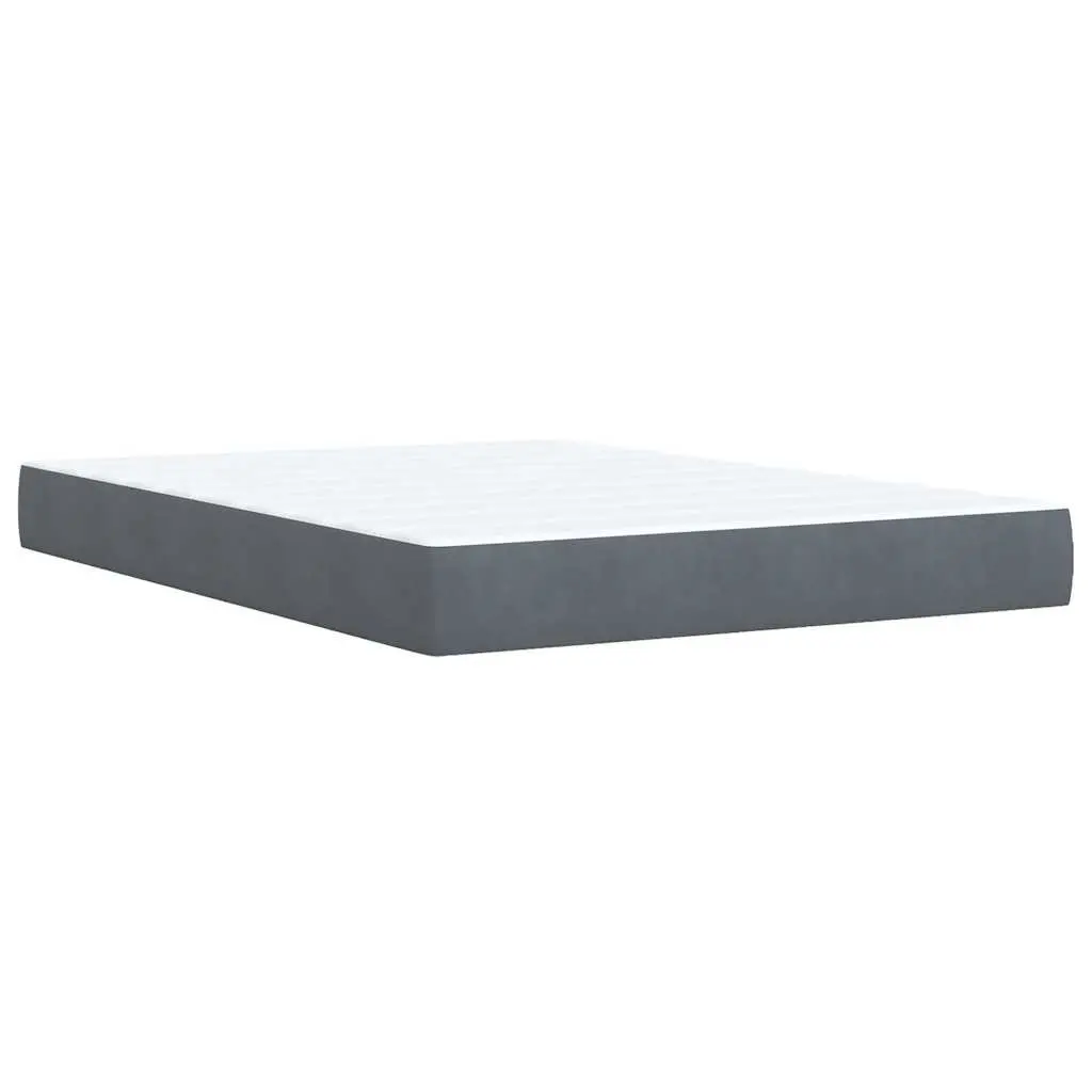 Box Spring Bed with Pocket Mattress LED Lights Adjustable Headboard Dark Grey