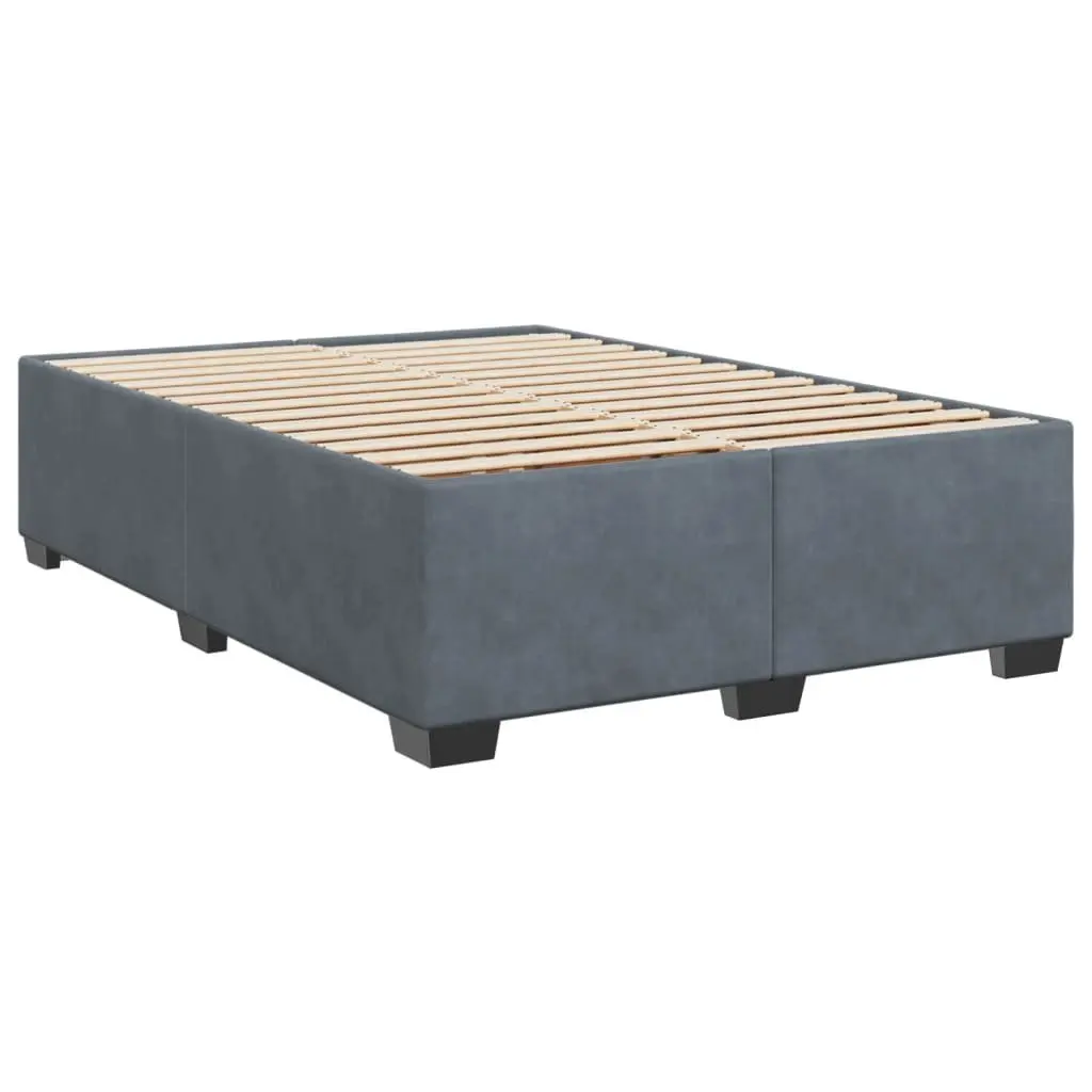 Double Box Spring Bed with Pocket Mattress LED Lights Adjustable Headboard Grey
