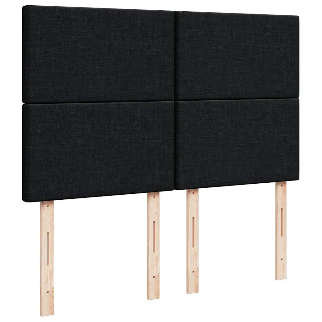 Queen Size Box Spring Bed with Mattress Black Velvet Bed Frame LED Headboard