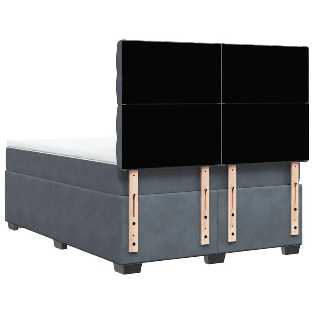 Queen Bed with Adjustable Headboard Pocket Sprung Mattress Velvet Fabric and LED Lights Dark Grey
