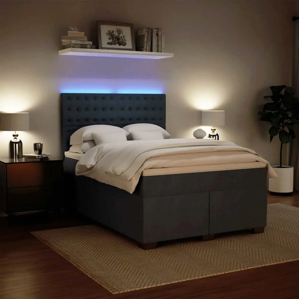 Queen Box Spring Bed with LED Lighting