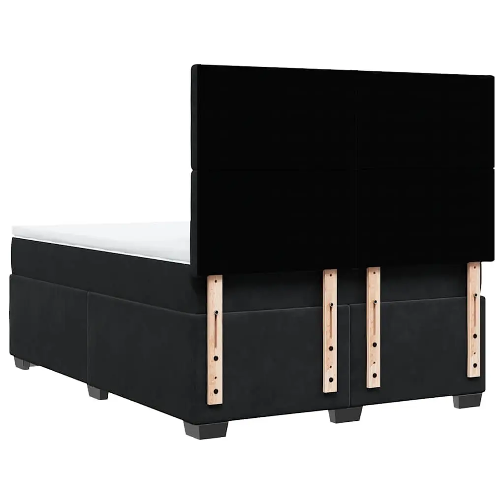 Queen Box Spring Bed with Pocket Spring Mattress Adjustable Headboard LED Lights Black
